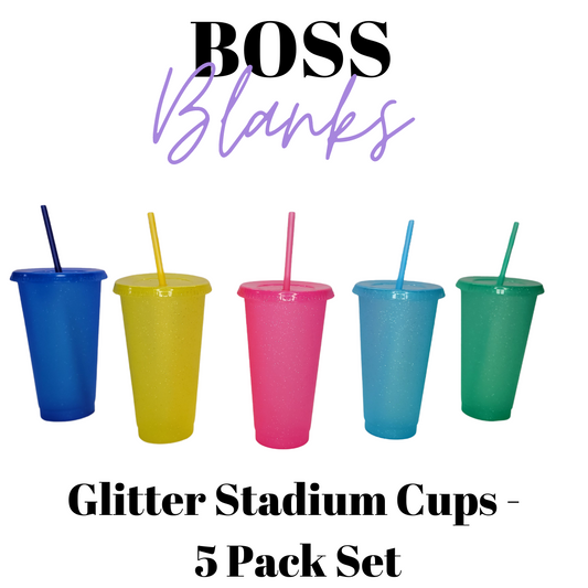 22oz Glitter Stadium Cups 5 Pack