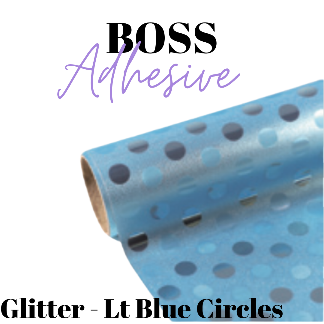 Adhesive Vinyl- Boss Adhesive - GLITTER LT BLUE CIRCLES