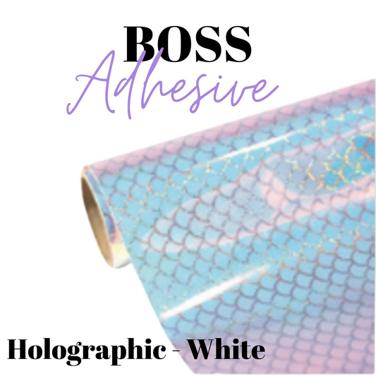 Adhesive Vinyl- Boss Adhesive - HOLO WHITE FISH SCALE