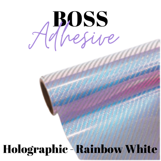 Adhesive Vinyl- Boss Adhesive - HOLO RAINBOW WHITE
