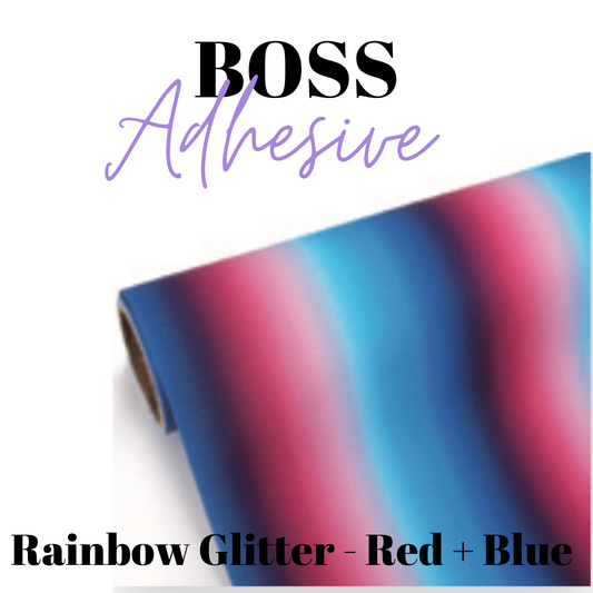 Adhesive Vinyl- Boss Adhesive - RAINBOW GLITTER RED/BLUE