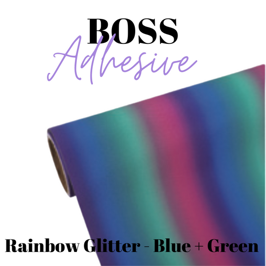 Adhesive Vinyl- Boss Adhesive - RAINBOW GLITTER BLUE/GREEN