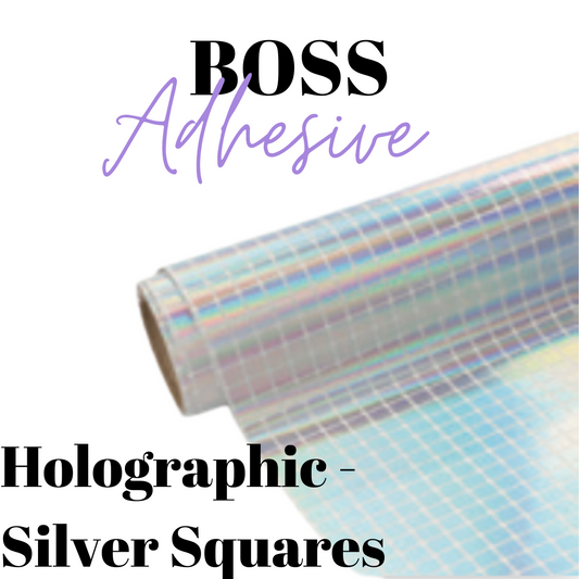 Adhesive Vinyl- Boss Adhesive - HOLO SILVER SQUARES
