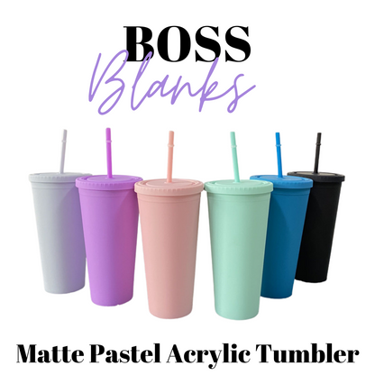 24oz Double Walled Matte Acrylic Pastel Tumbler